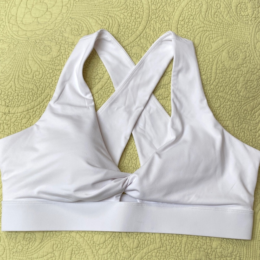 Fabletics White Cross-Back Sports Bra